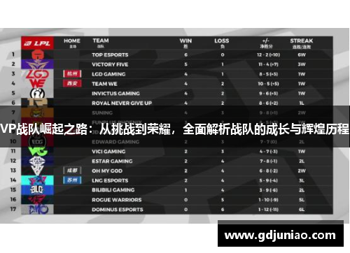 VP战队崛起之路：从挑战到荣耀，全面解析战队的成长与辉煌历程